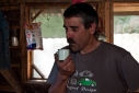 Jaimie drinking Yerba Mate at his summer house in Piti Palena