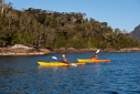 Ignacio and Margot kayaking in Piti Palena