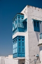 Traditional blue painted windows in Sidi Bou Said