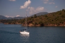 Sailing yacht in the Gulf of Fethiye from aboard E&E