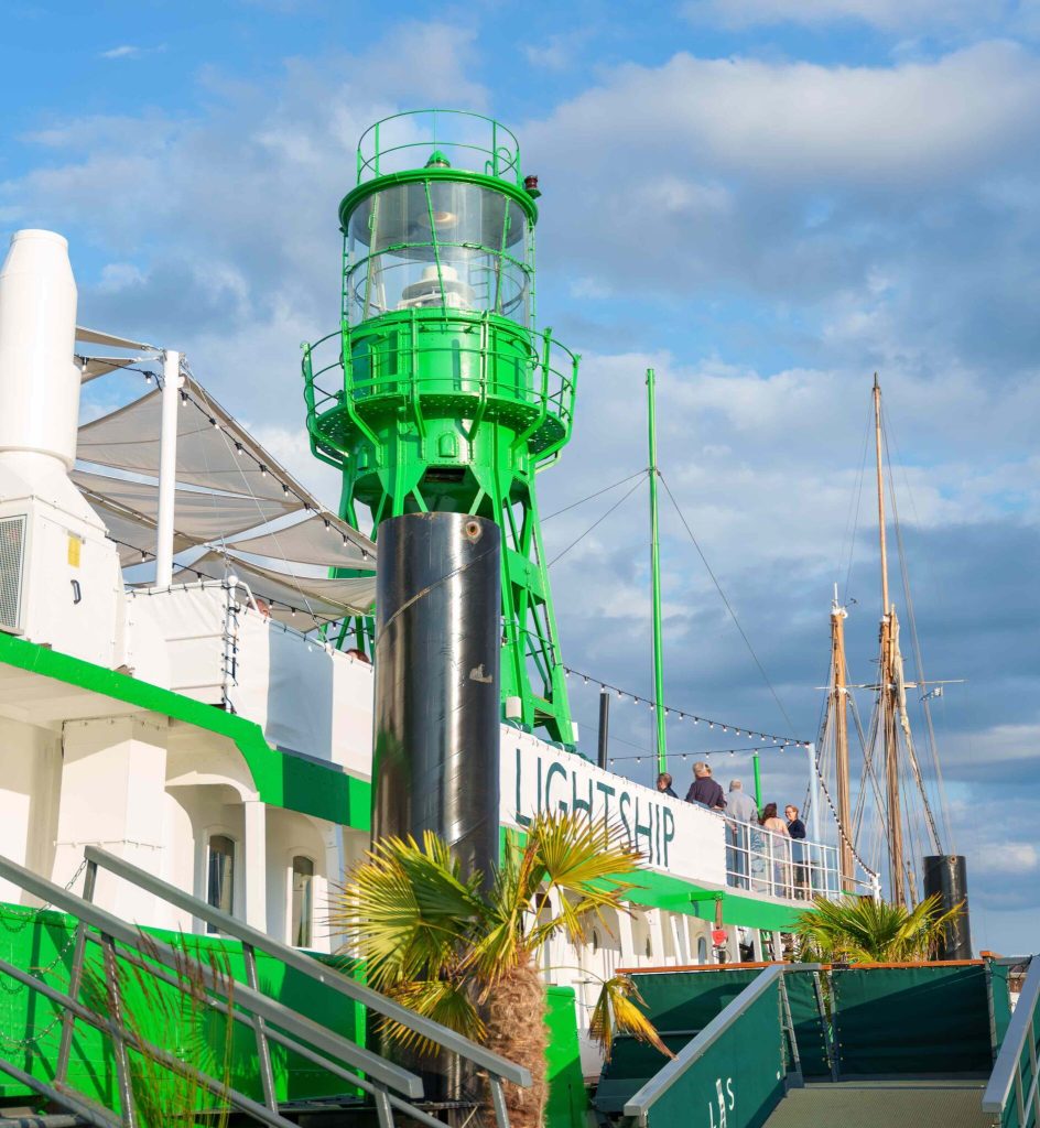 After spending almost 50 years providing safe passage for vessels in the English Channel, the lightship, complete with its trademark giant lantern tower, became a restaurant. 